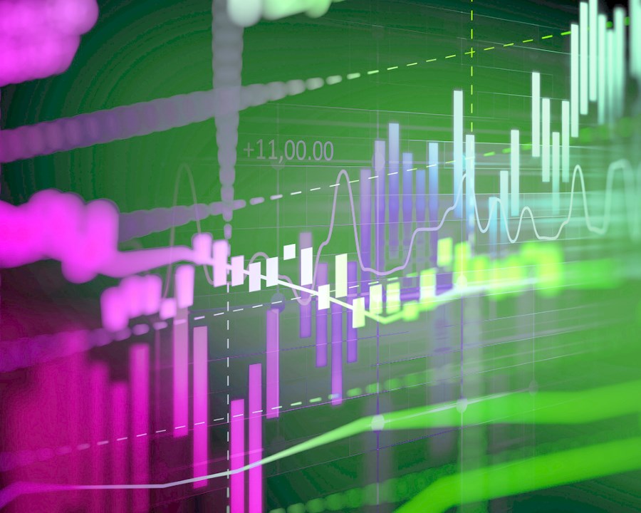 Purple and Green Chart Trending Upwards