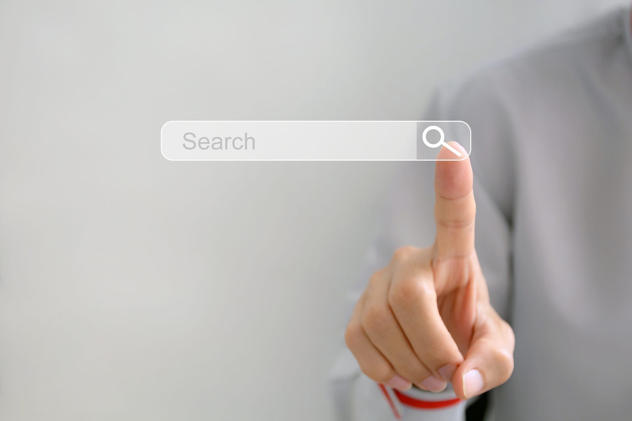 Finger touching search bar