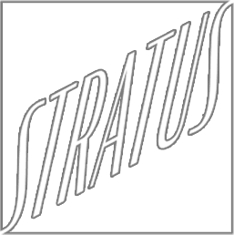 The word "Stratus" in a sans-serif font, skewed upwards diagonally as if taking off.