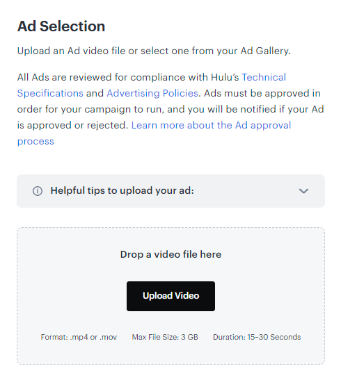 Hulu Campaign Creator - 8 - Ad Selection