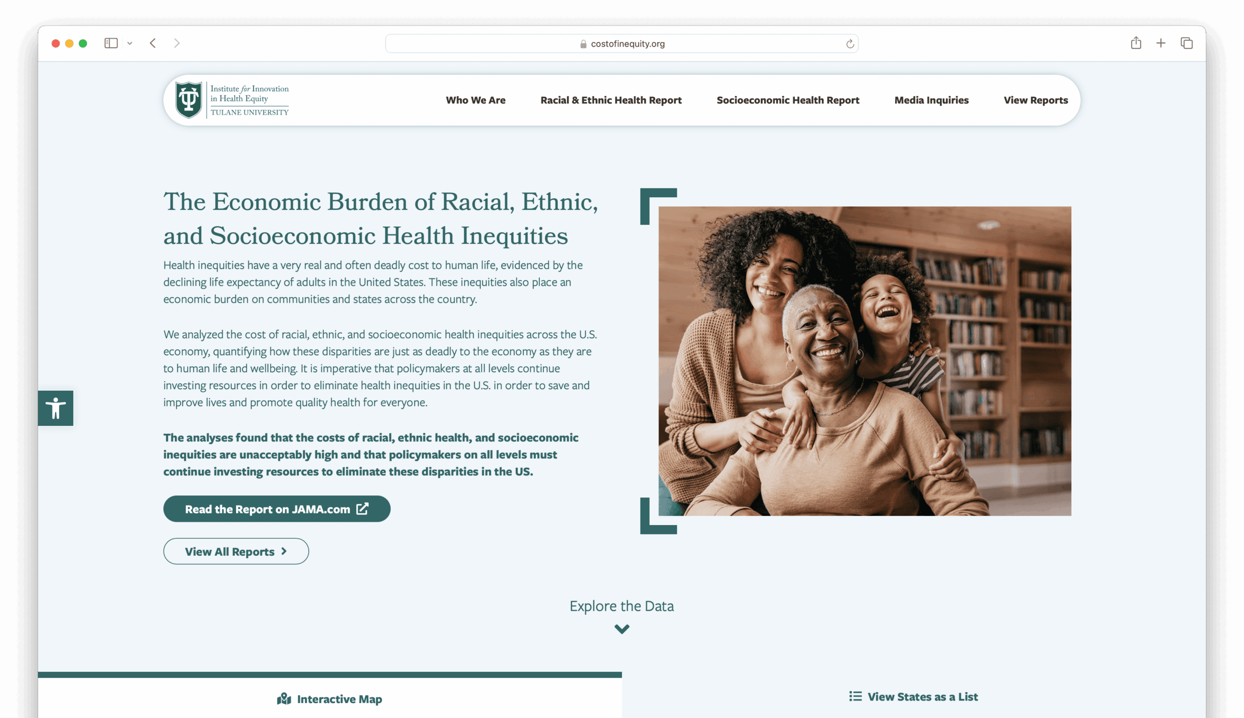 The Cost of Inequity website homepage.