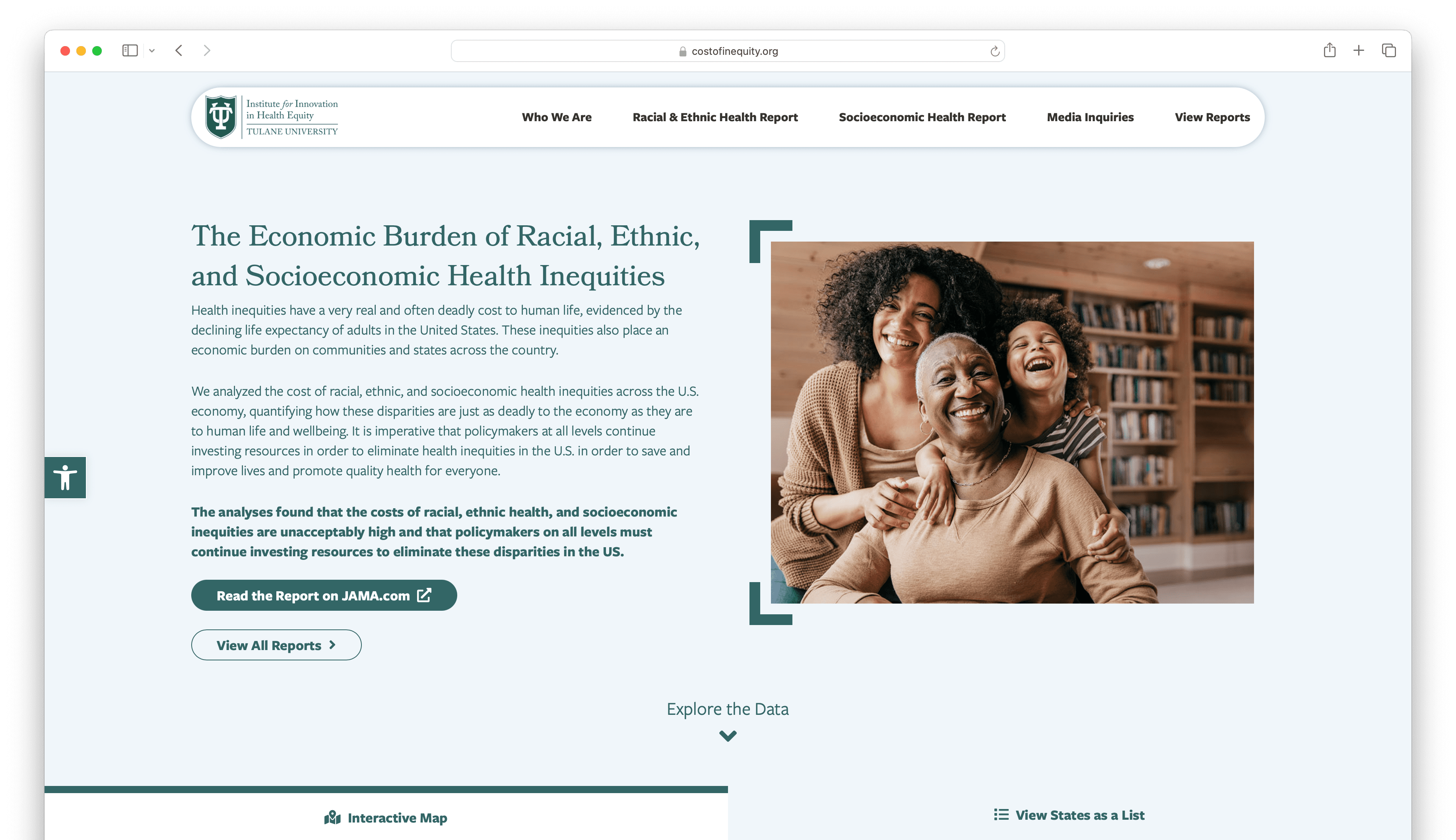 The Cost of Inequity website homepage.