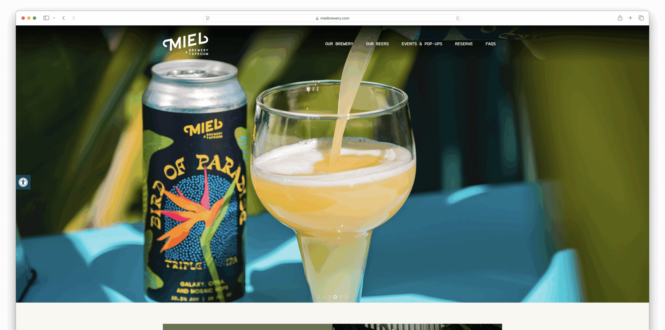 Miel Brewery's updated homepage.