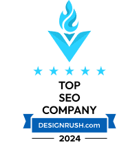 Badge showing Top SEO Company Designrush.com 2024 with 5 blue stars displayed.