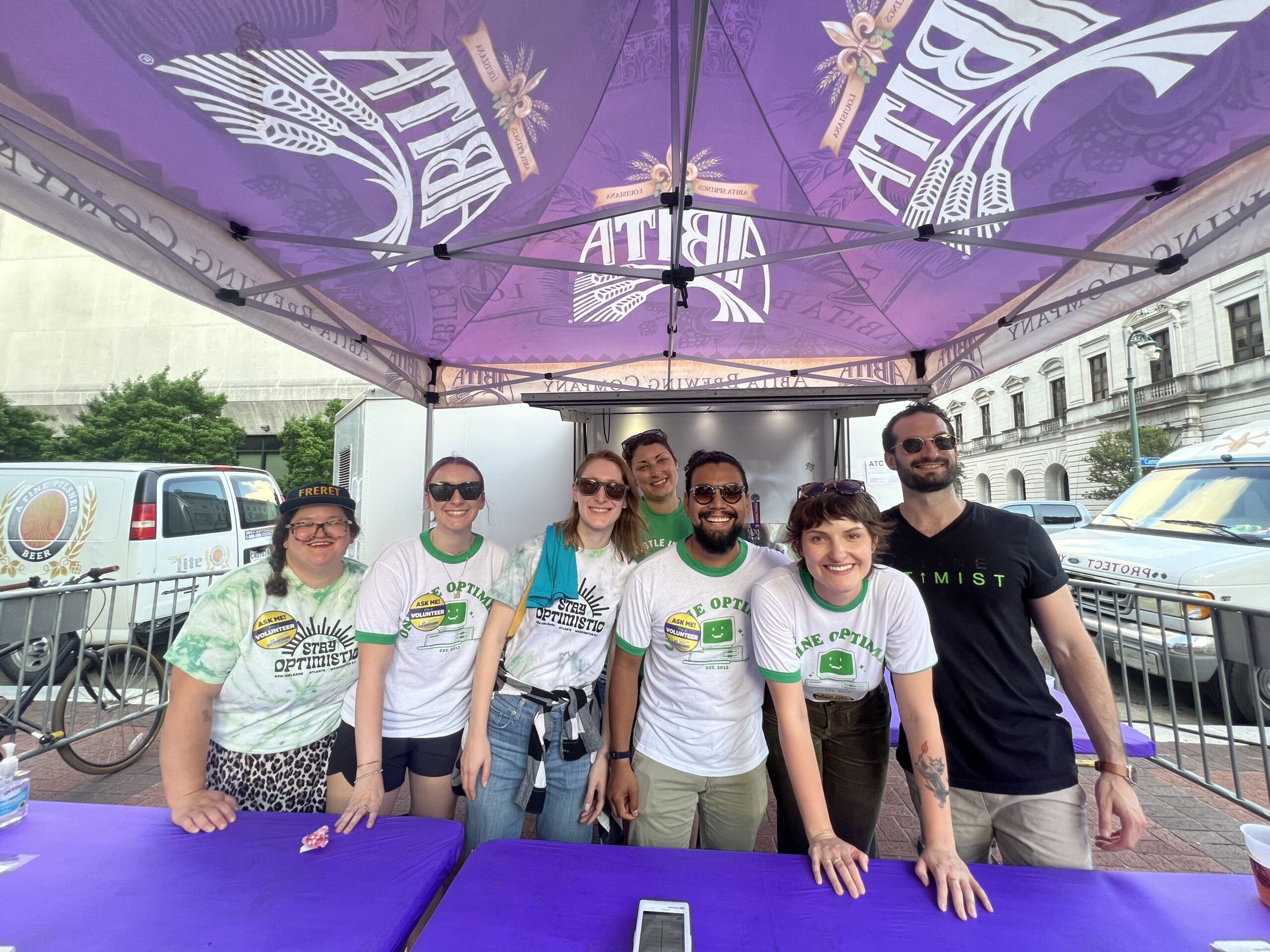 OO volunteers at a booth