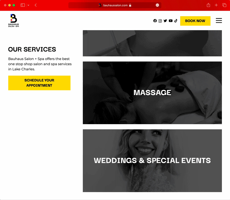 In the Haus text animation. The repeated words move as the user scrolls