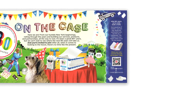 Animation of Between The Sheets magazine with a pop-out bookmark with shiny holographic laminate.