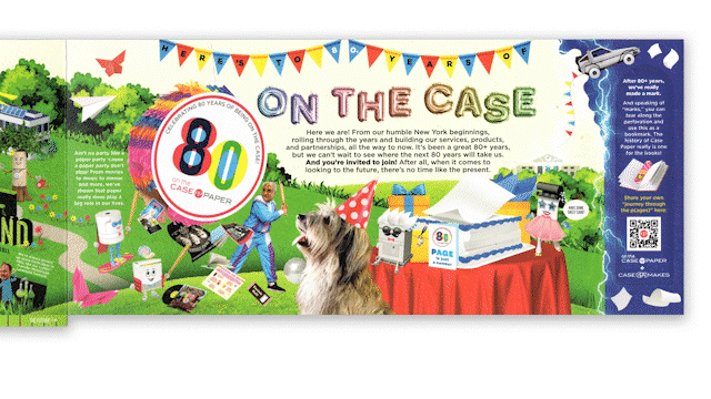 Zooming in to a scene of the magazine with an animated piñata