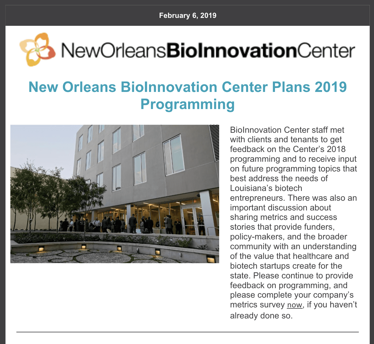 NOBIC's previous email newsletter