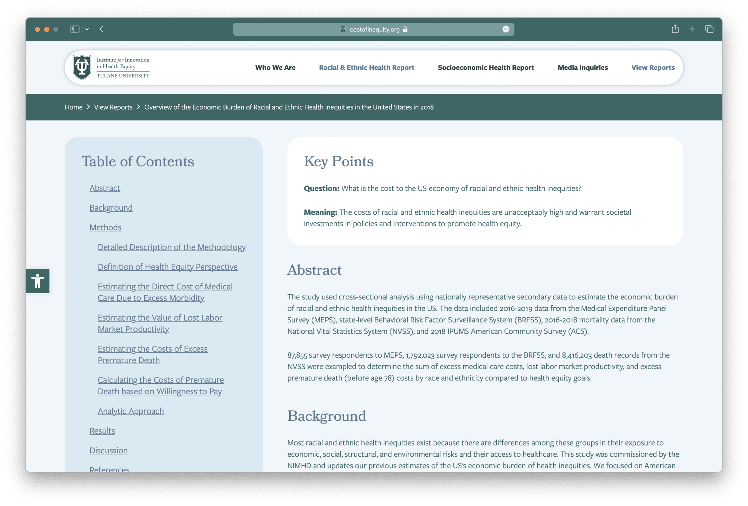 Report summaries on the Cost of Inequity website.