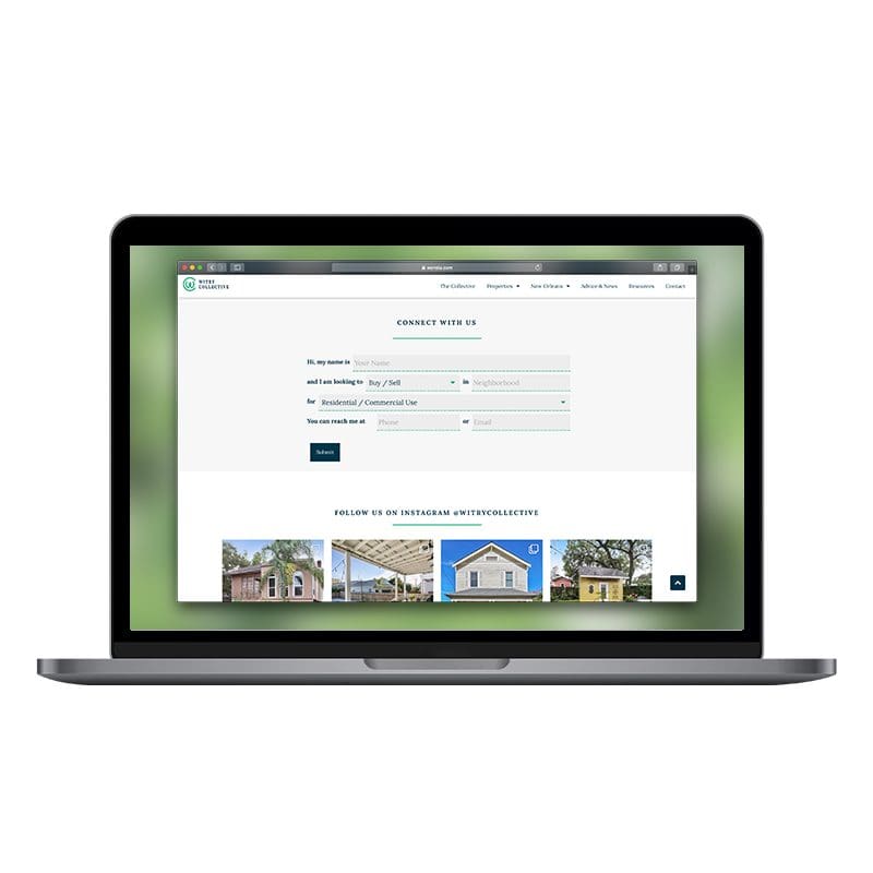 Witry Collective website on laptop mockup