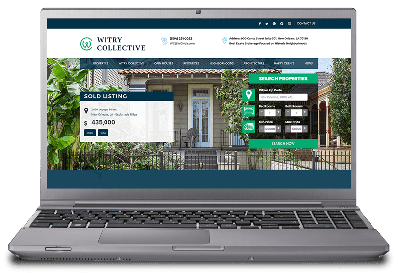 Witry Collective website mockup on laptop