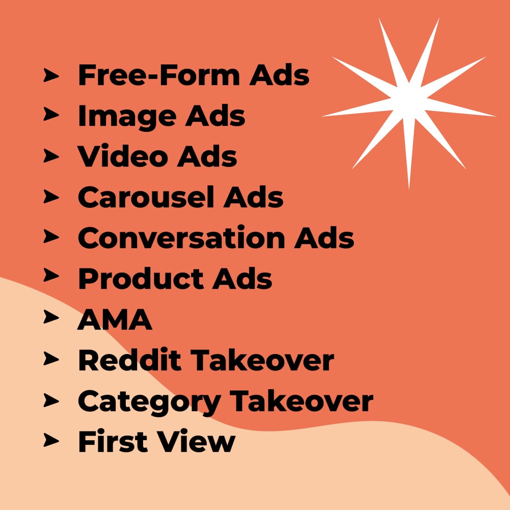 A list of different types of Reddit ads.
