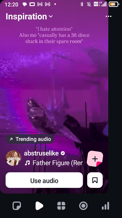 Screenshot of the Edits app showing the Inspiration tab featuring other Reels