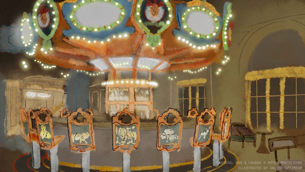 Carousel Bar & Lounge at Hotel Monteleone, illustrated by Online Optimism
