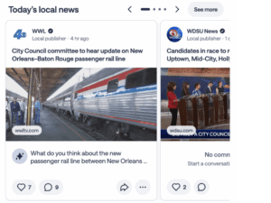 Screenshot showing the newsfeed for Nextdoors new feature of showing local news