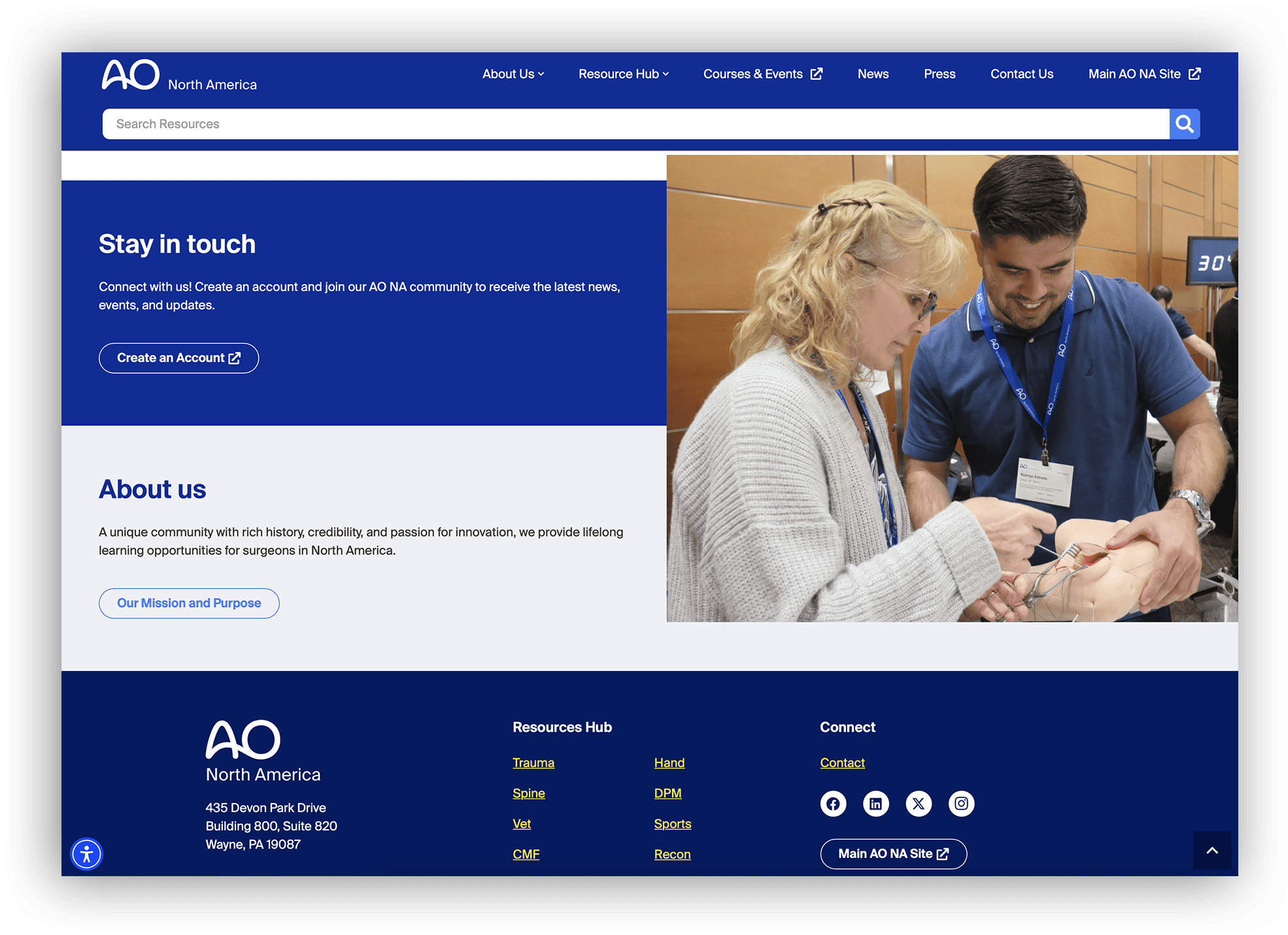 A screenshot of AO North America's branding on their new blog website.