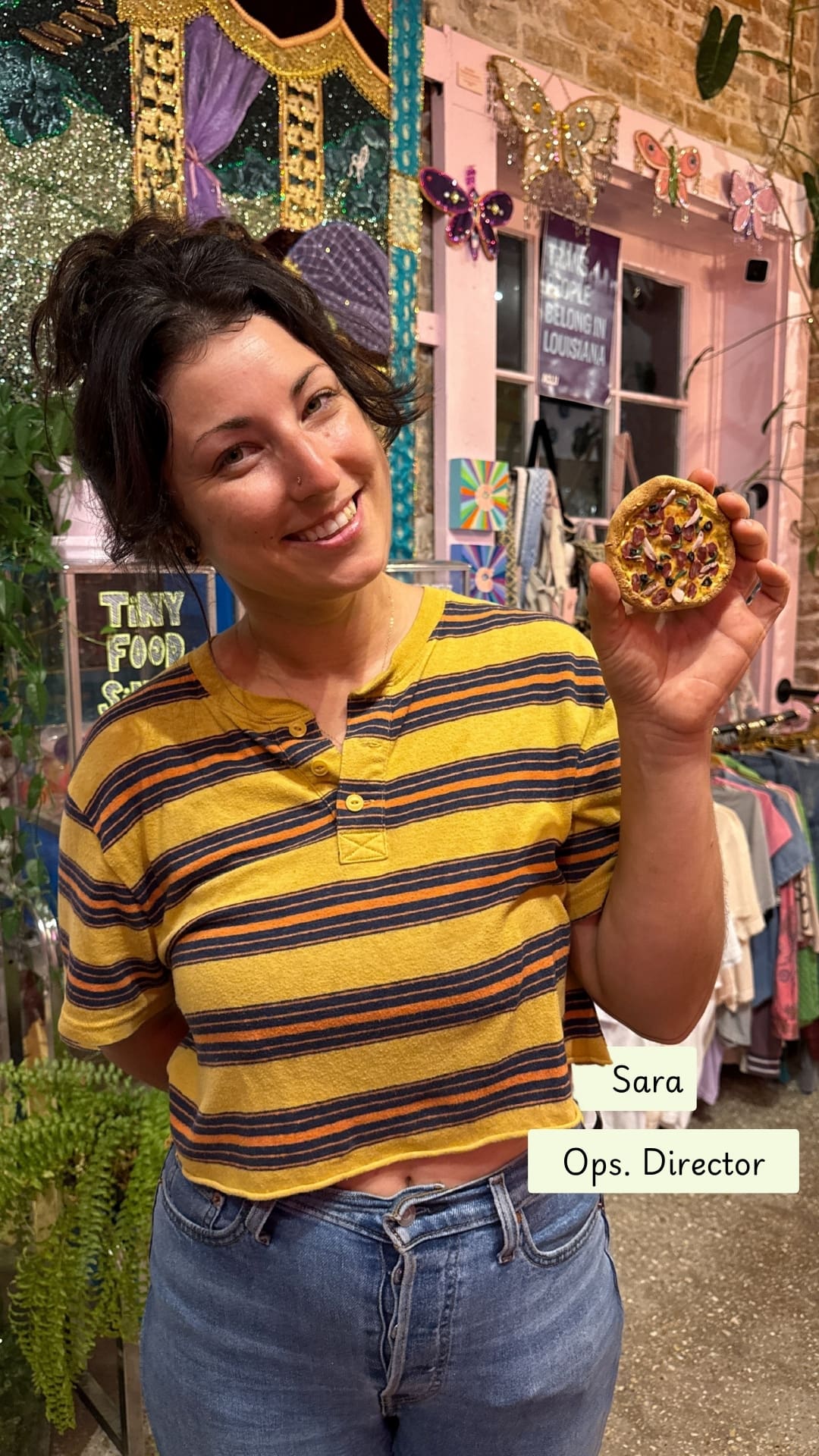 Operations Director Sara with her C'Mere NOLA Pizza