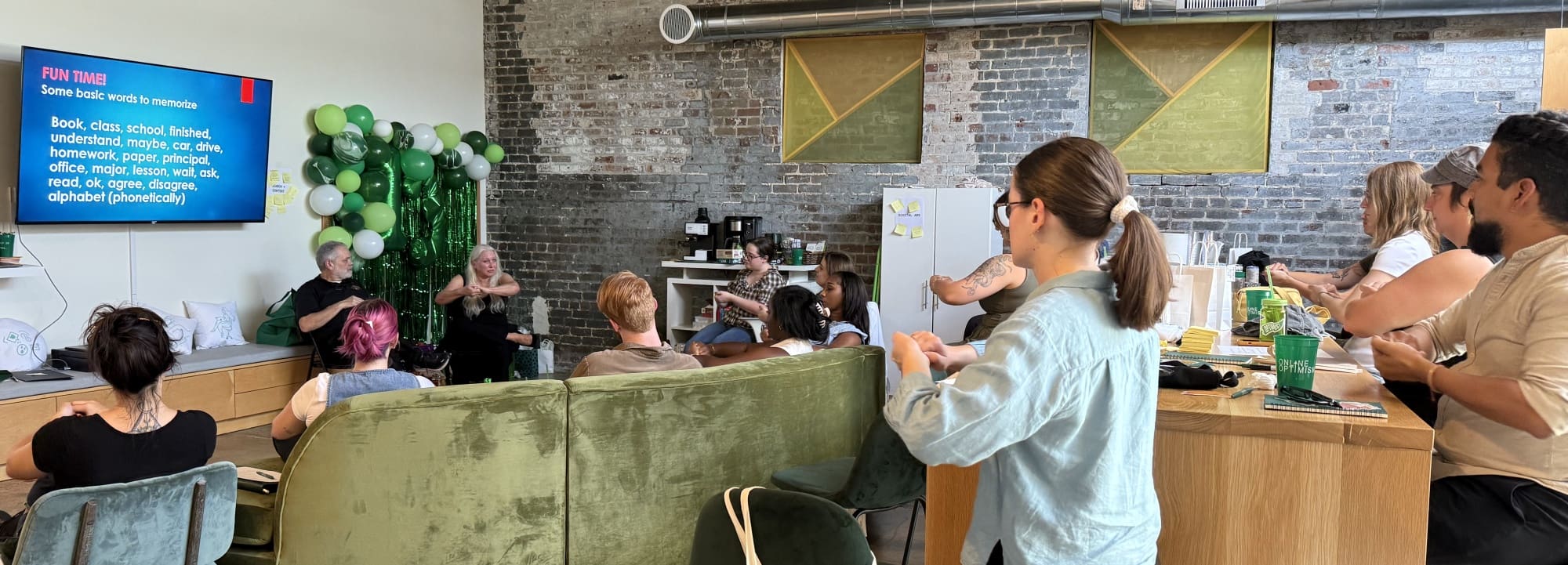 Optimists Learning ASL at the Online Optimism 2025 Retreat