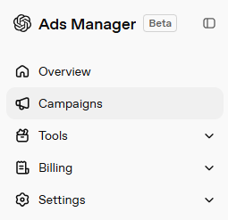 Managing ad campaigns in ChatGPT Ads Manager.