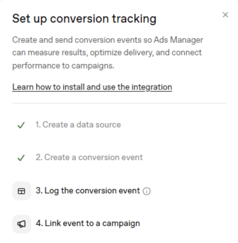 Setting up conversion tracking for ChatGPT ads.