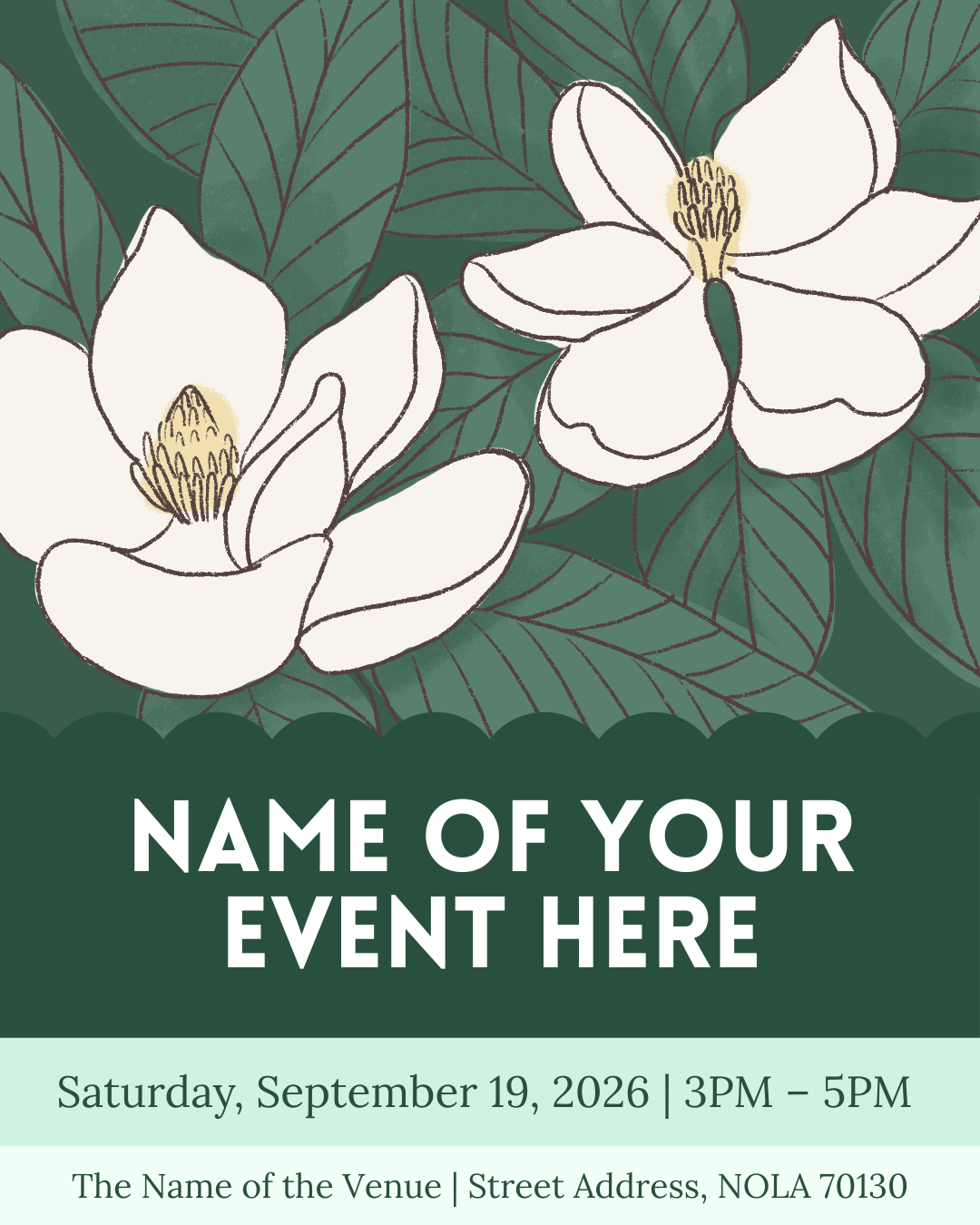 Canva Event Post Template with Magnolias