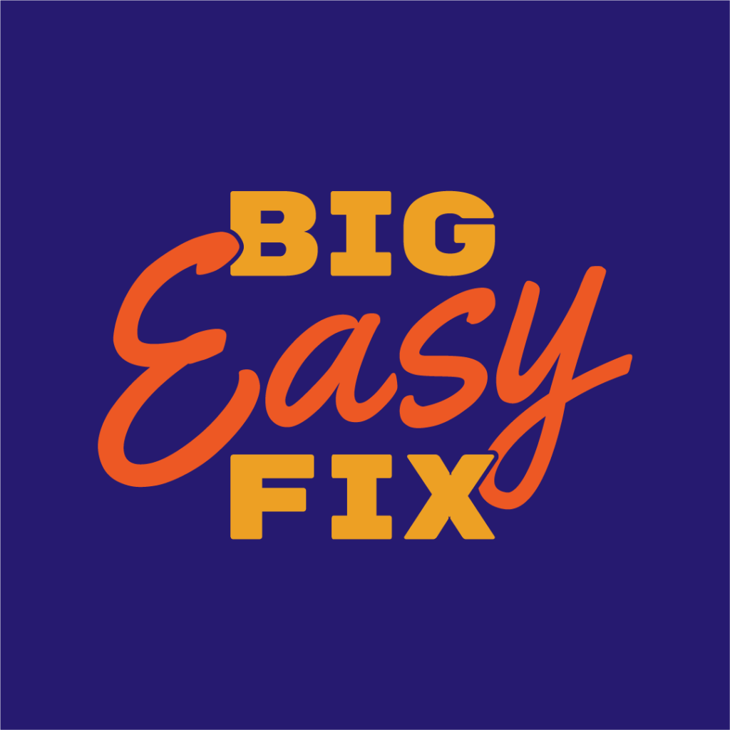 Big Easy Fix logo on blue