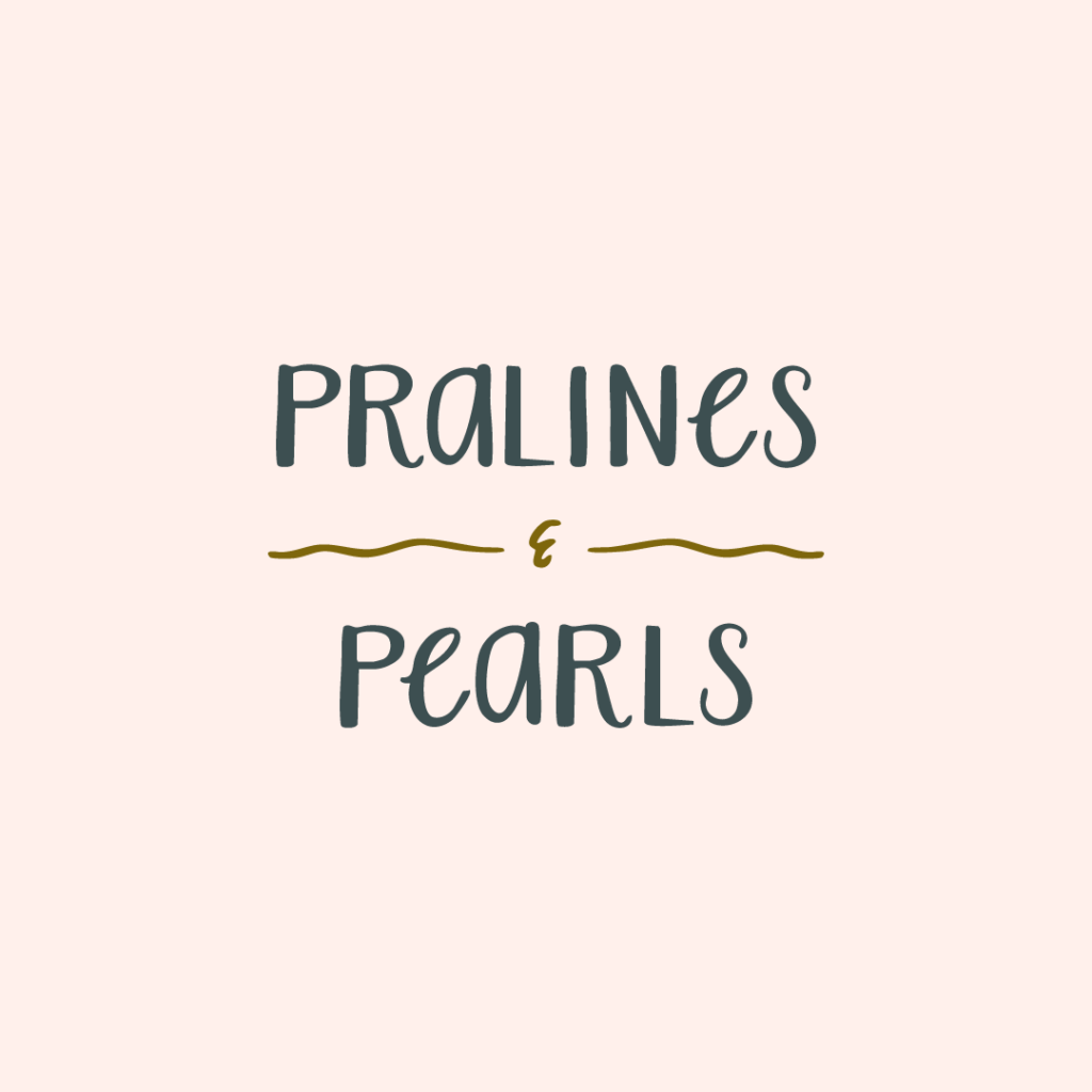 Pralines & Pearls on pale peach