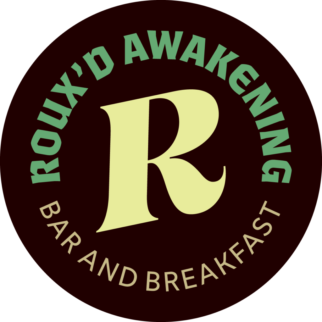 Roux'd Awakening icon logo with black background
