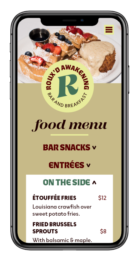 Phone with Roux'd Awakening menu