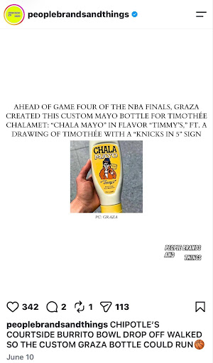 A screenshot of an Instagram post showing a bottle of Graza's mayonnaise.