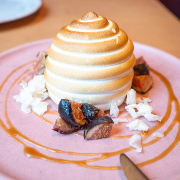 Based Hawaii dessert on a pink plate