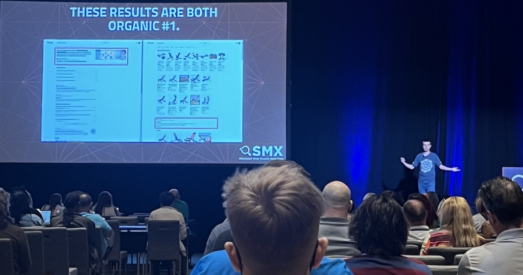A presentation in a lecture hall at SMX Advanced 2026