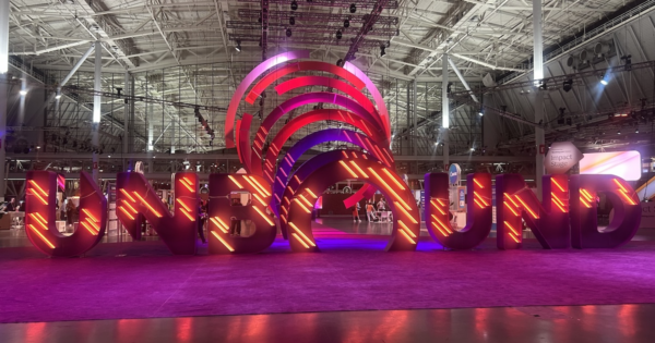 Huge neon signage for the Hubspot Unbound Conference